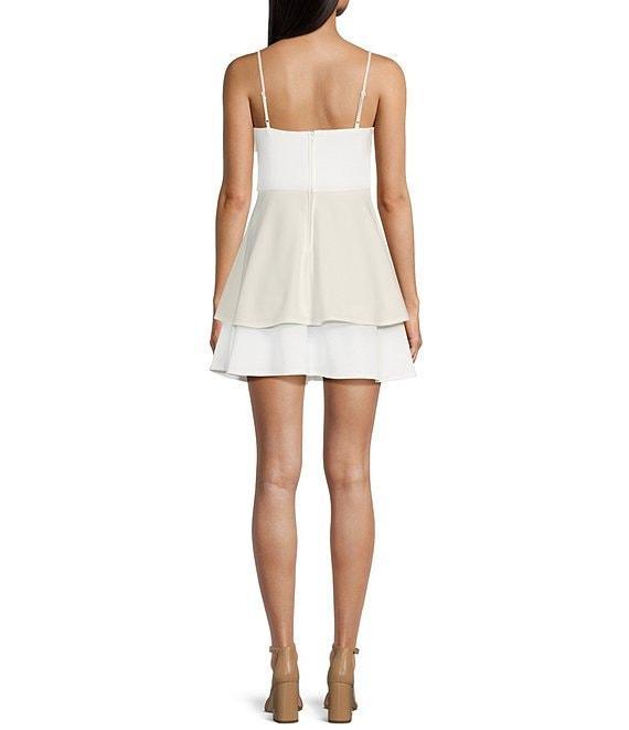 B. Darlin Spaghetti Strap Bow Trim Ruffle Skirt Dress Product Image