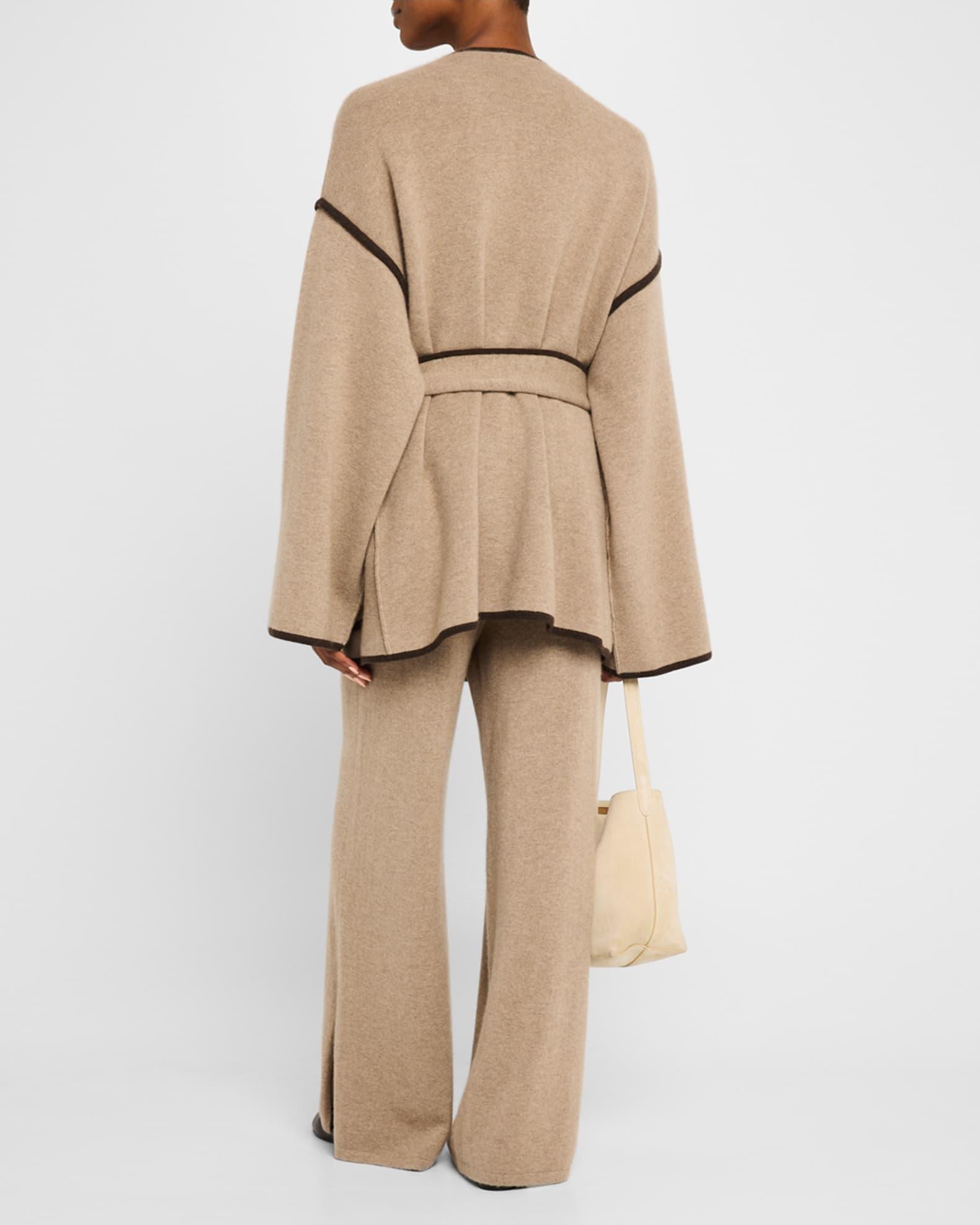 Fiora Contrast-Trim Cashmere Wrap Cardigan Product Image