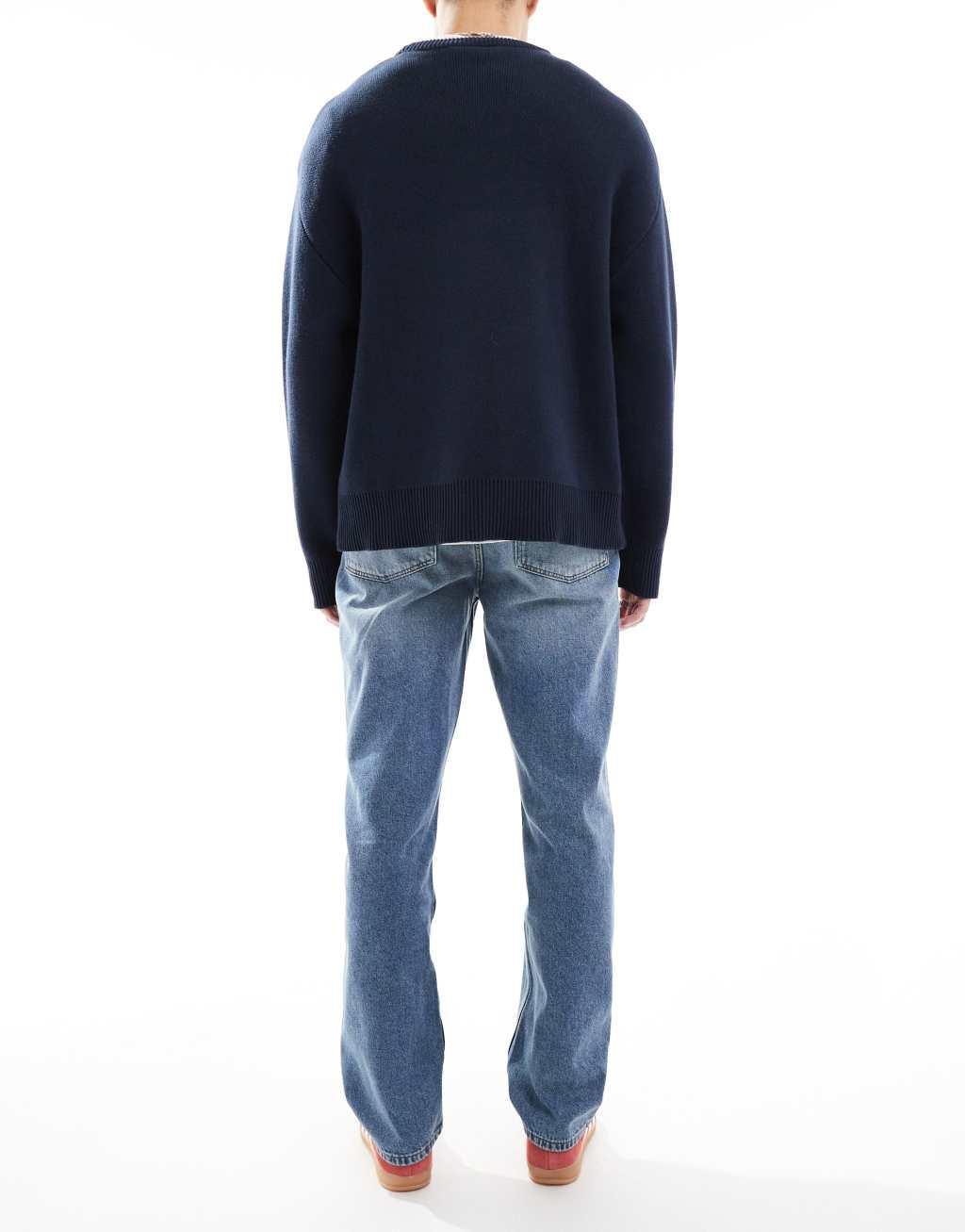 ASOS DESIGN straight fit jeans in mid wash blue Product Image