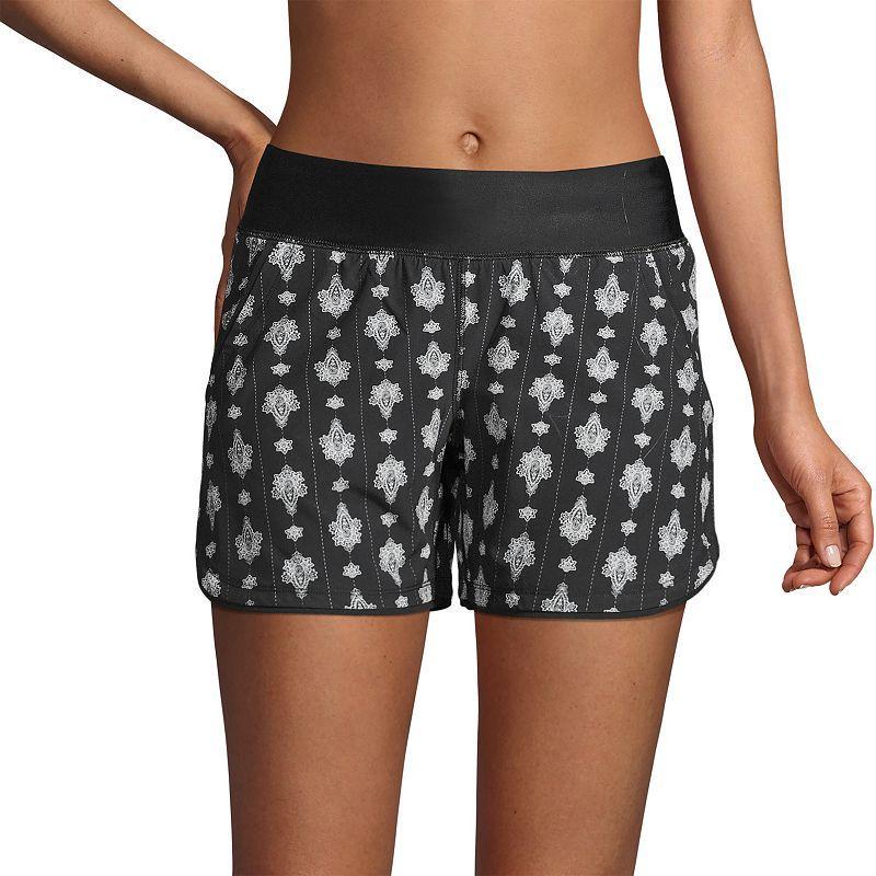 Petite Lands' End 5" Quick Dry Elastic Waist Board Shorts Swim Cover-up, Women's, Size: 12 Petite, Deep  Blue Product Image