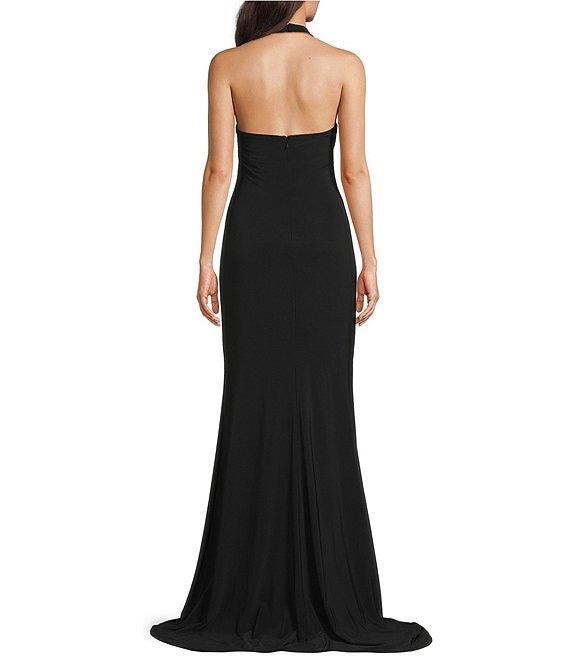 Terani Couture Halter Neck Sleeveless Jersey Column Gown Product Image