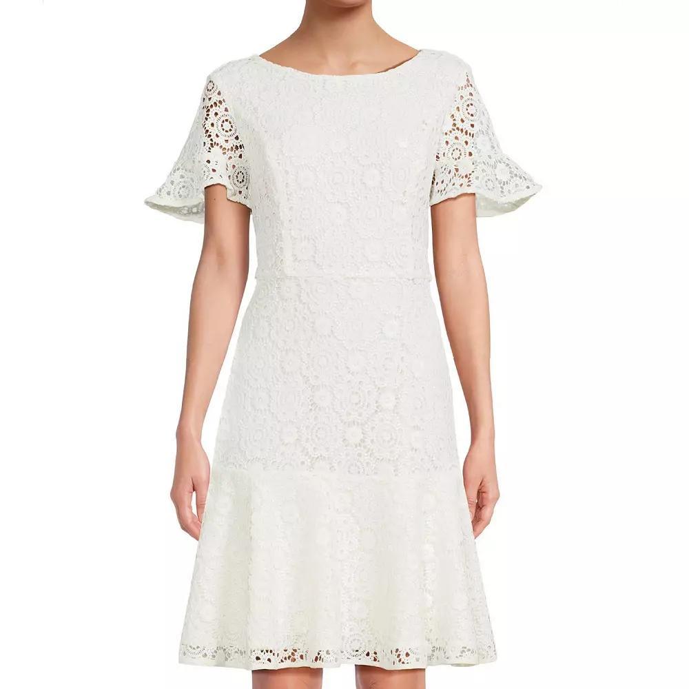 Women's Focus By Shani Lace Dress with Flounce Hem, Size: 8, Black Product Image
