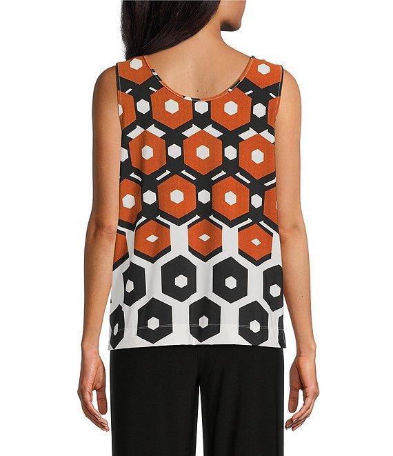 Investments Petite Size Soft Separates Light Honeycomb Border Reversible Scoop to Crew Neck Sleeveless Top Product Image
