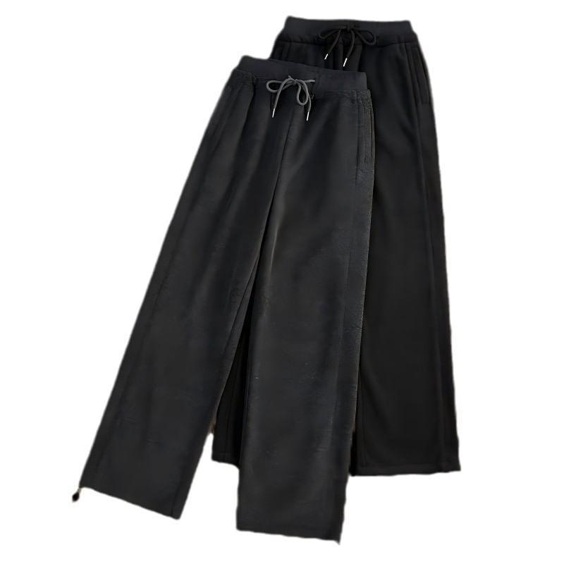High Waist Plain Wide Leg Pants Product Image