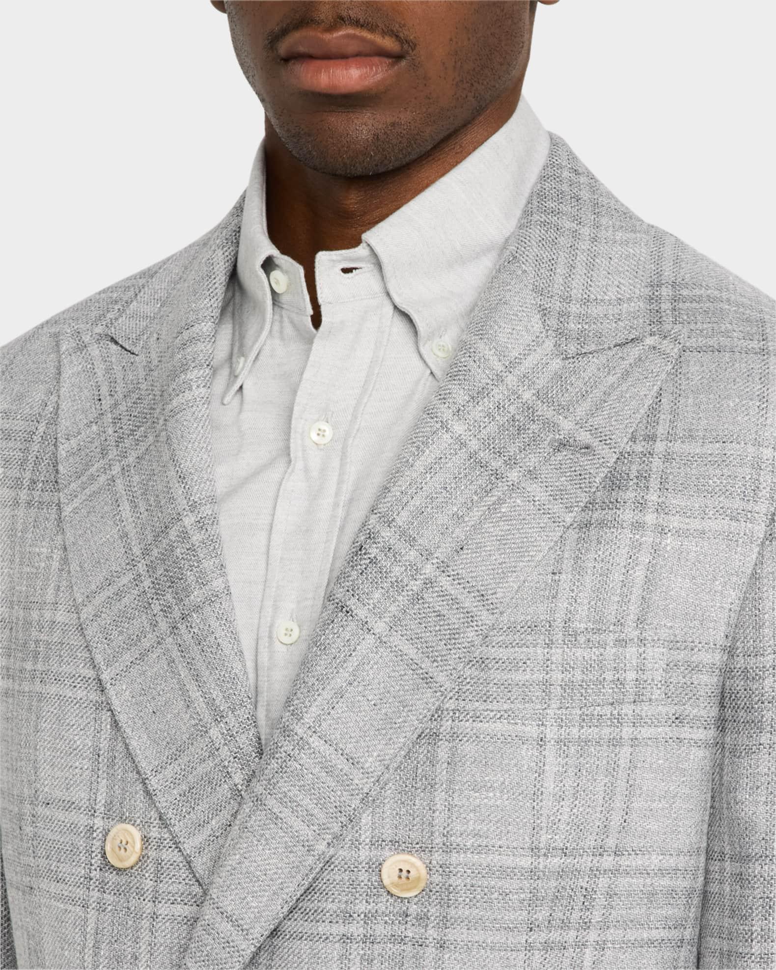 Men's Soft Madras Double-Breasted Jacket  Product Image