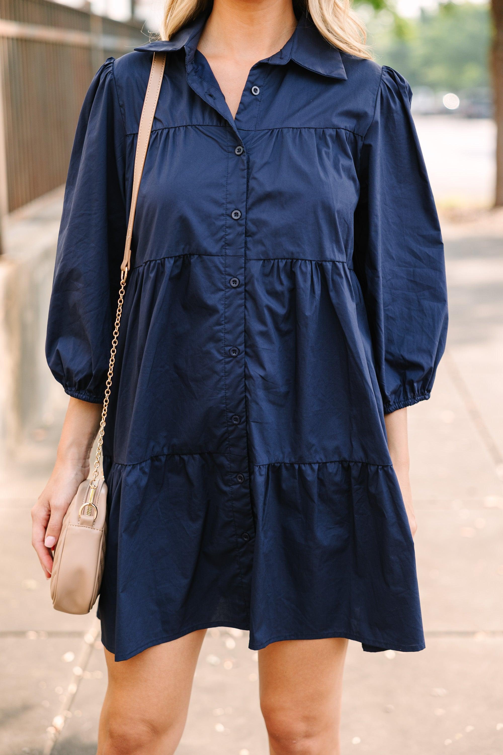 On Your Way Navy Blue Babydoll Dress Female Product Image