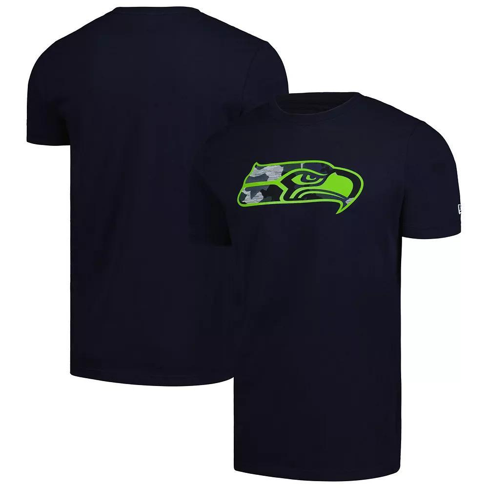 Men's New Era College Navy Seattle Seahawks Camo Logo T-Shirt, Size: Large, Blue Product Image