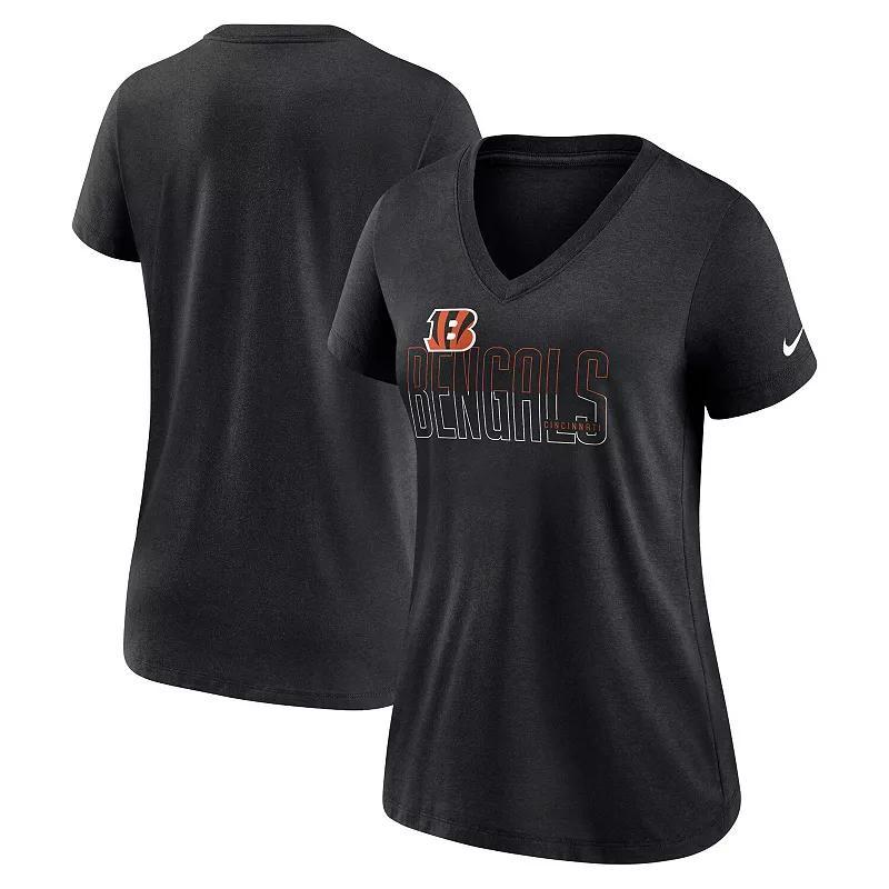 Women's Nike Heathered Navy Denver Broncos Lock Up Tri-Blend V-Neck T-Shirt, Size: Small, Blue Product Image