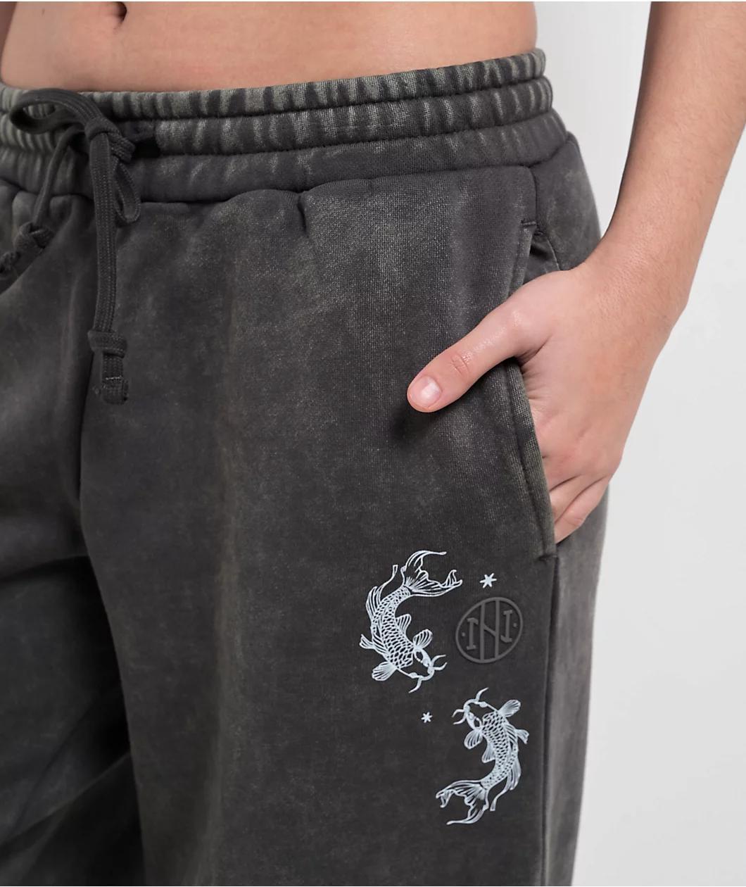 Ninth Hall Kyra Black Mineral Wash Oversized Sweatpants Product Image