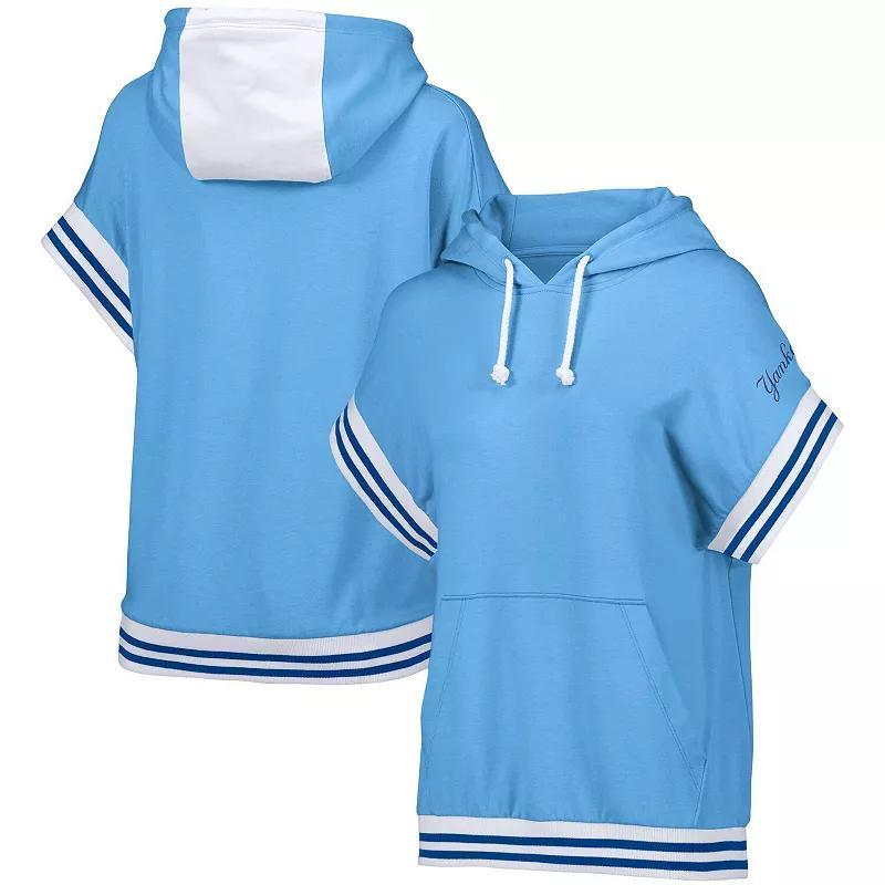 Women's Lusso Style  Light Blue Atlanta Braves Mabel Tri-Blend Short Sleeve Pullover Hoodie, Size: XL Product Image