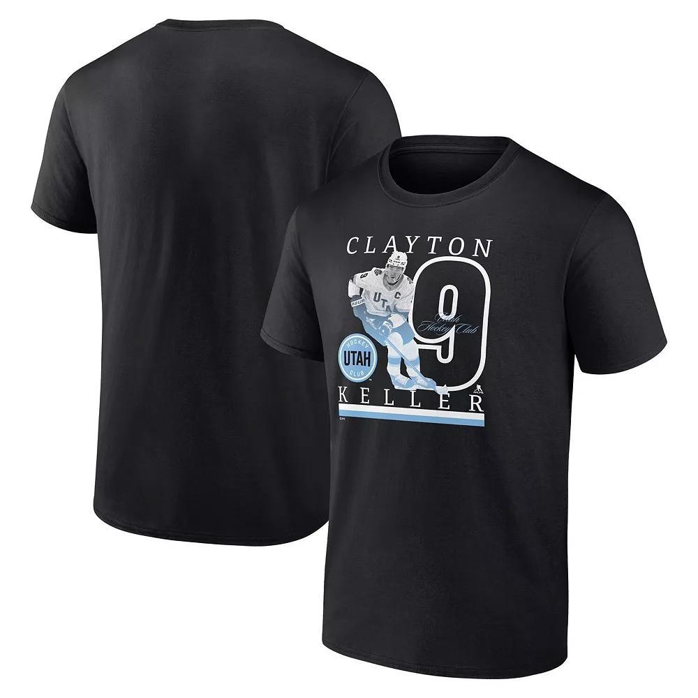 Men's Fanatics Clayton Keller Black Utah Hockey Club Authentic Stack Name & Number T-Shirt, Size: 5XL, Ute Black Product Image