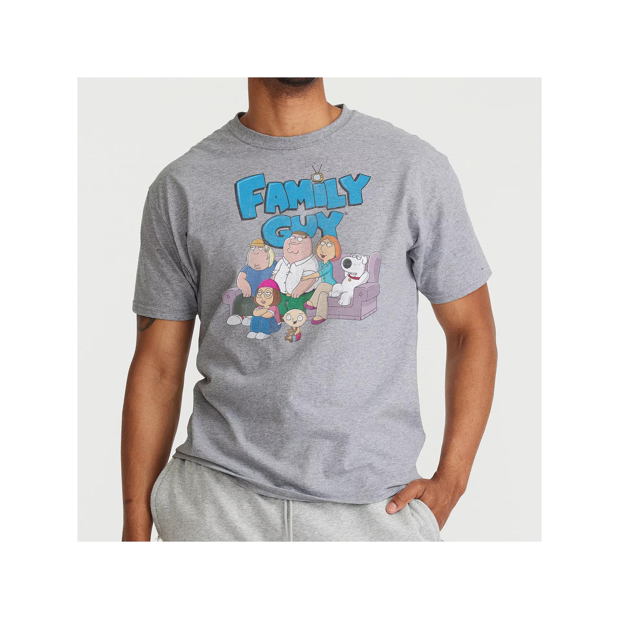 Men's Family Guy Logo and Characters Graphic Tee, Size: XL, Grey Grey Product Image