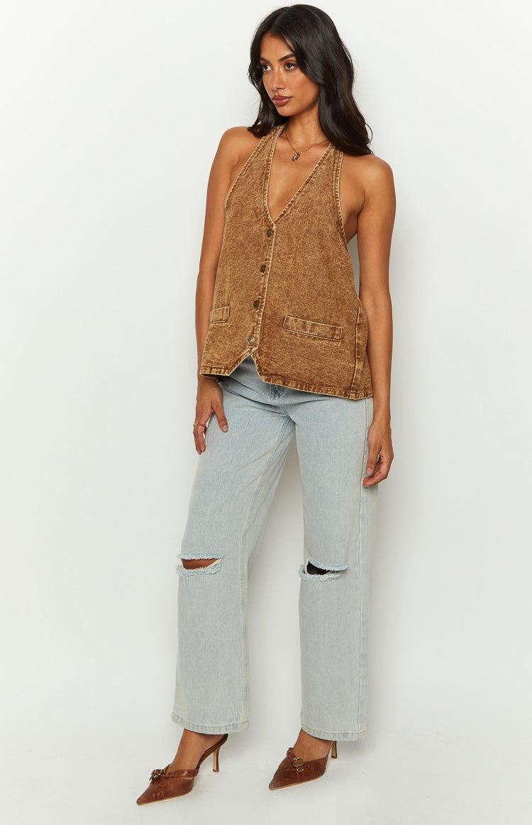 Lioness Hills Halter Stonewash Top Product Image
