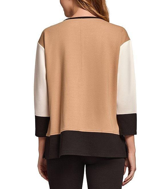 Jones New York Serenity Knit Color Block Crew Neck 3/4 Dolman Sleeve Tunic Product Image