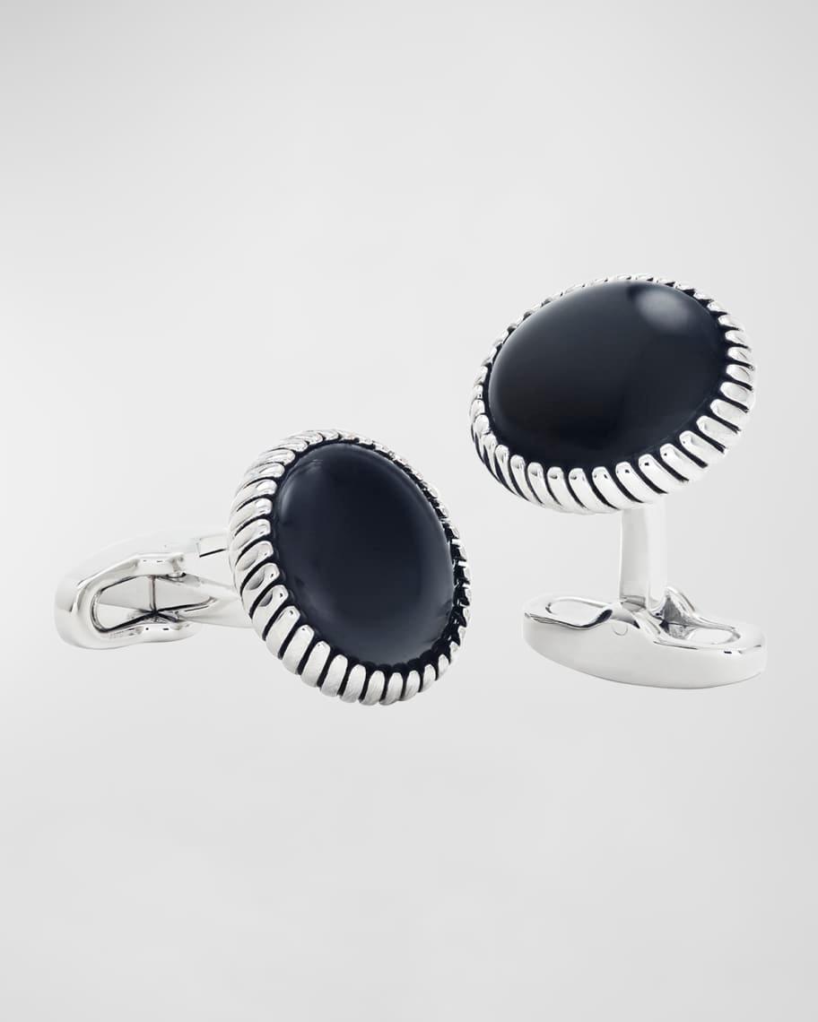 Mens Round Black Onyx Cufflinks Product Image