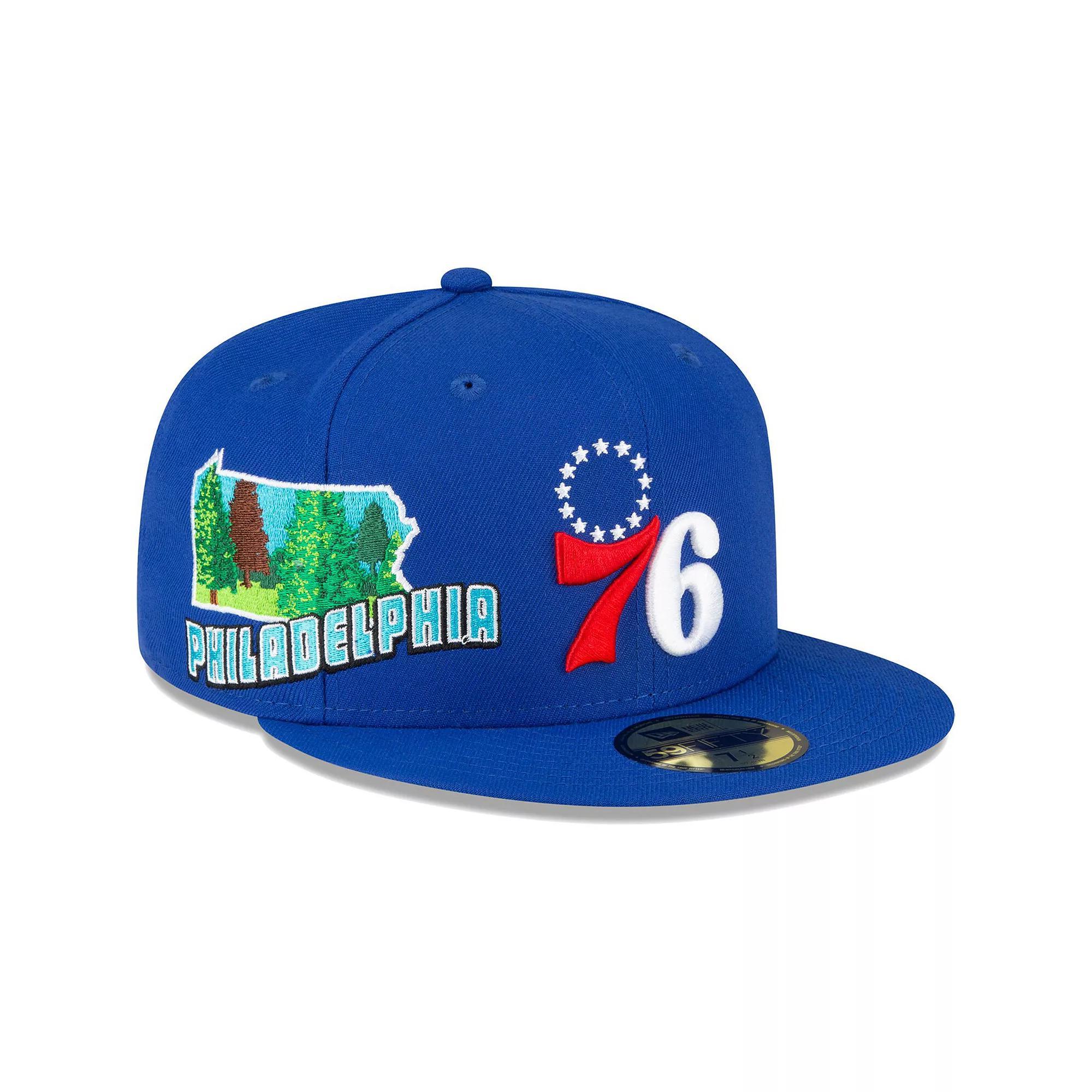 Men's New Era Royal Philadelphia 76ers Stateview 59FIFTY Fitted Hat, Size: 7 1/2, 76r Blue Product Image