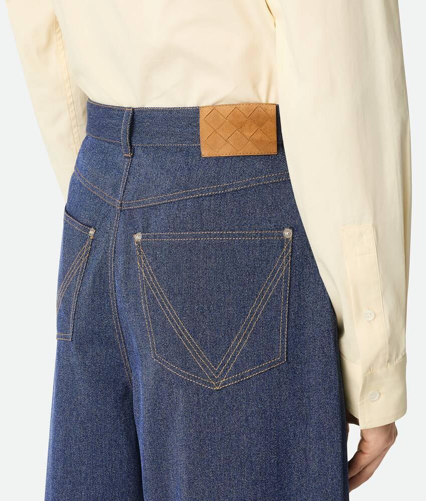 Men's Wool Cotton Wide Leg Trousers in Indigo Product Image