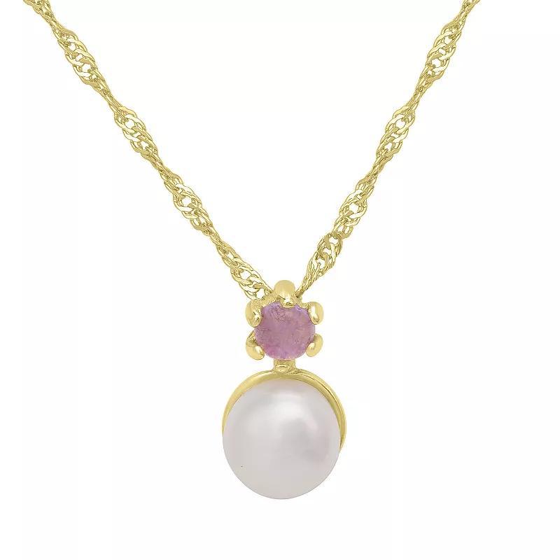Gemistry 14k Gold over Sterling Silver Black Onyx & Freshwater Cultured Pearl Pendant Necklace, Women's, Size: 18-20" ADJ, Gold Tone Product Image