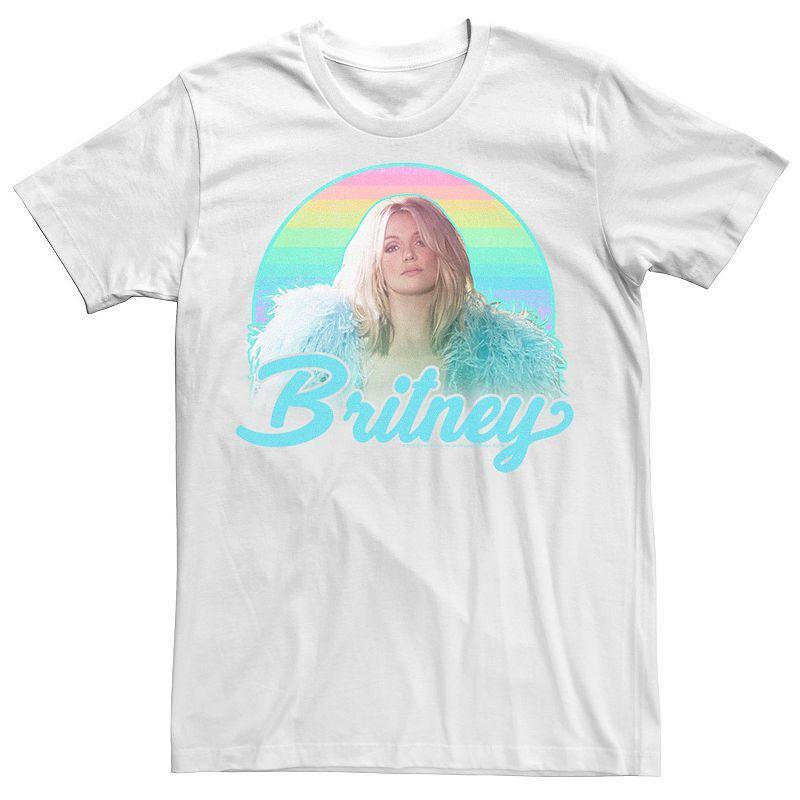 Men's Britney Spears Pastel Rainbow Portrait Tee, Size: Large, White Product Image