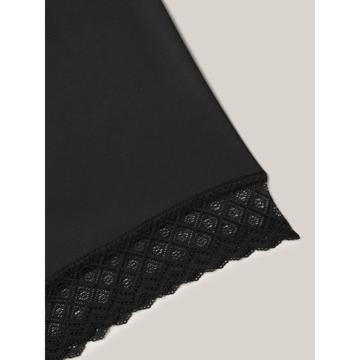 Plus Size Supersoft Lace Detail Skinny Fit Tights Women Black Elegant High stretch Skinny Mid Rise Everyday Leggings BloomChic 22-24/3X Product Image