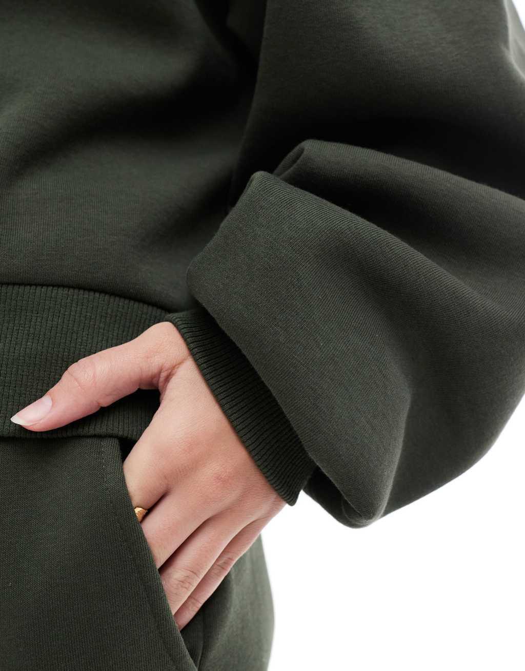 ASOS DESIGN balloon sleeve sweatshirt in green - part of a set Product Image