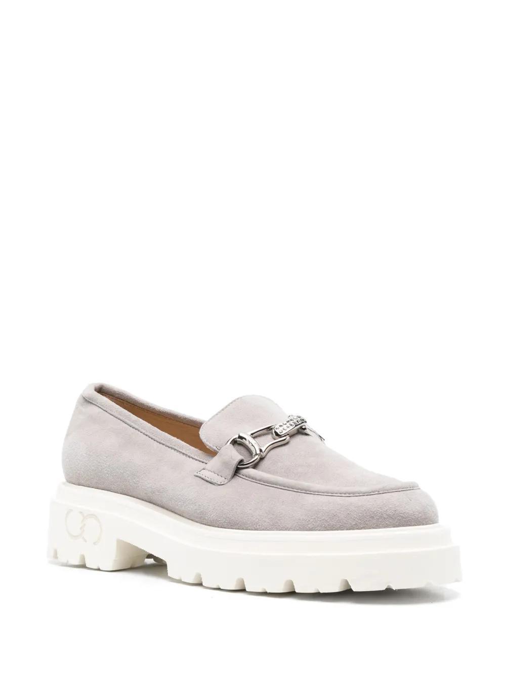 CASADEI Calf Suede Detailed Loafers In Grau Product Image