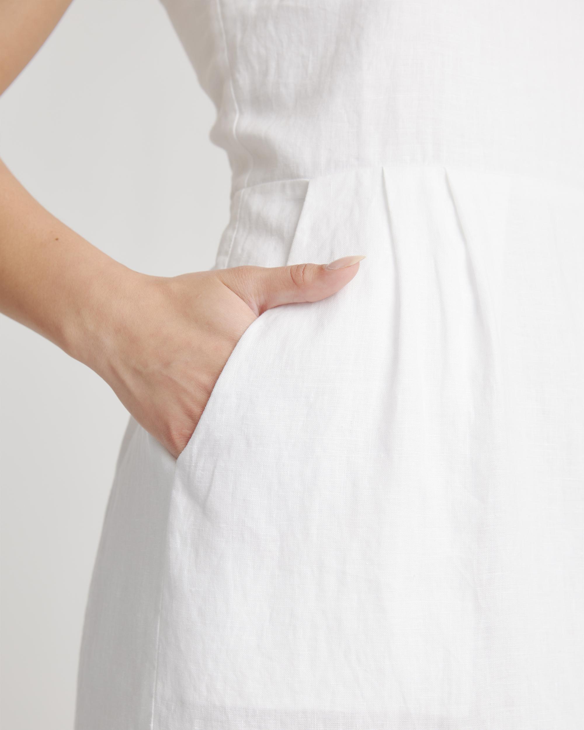 Quince | Women's 100% European Linen Scoop Neck Midi Dress Size XL Product Image