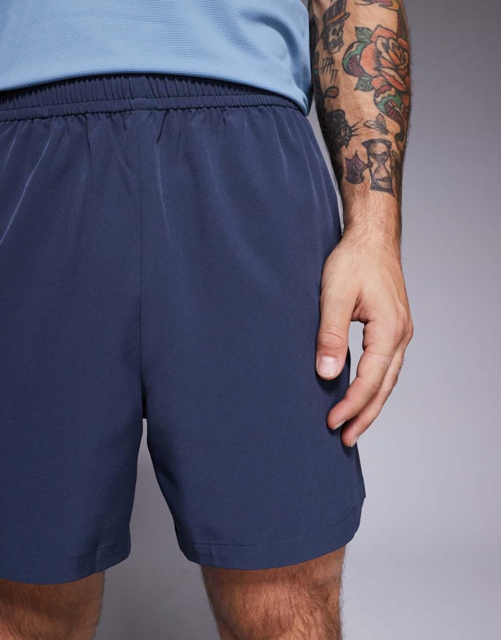 ASOS 4505 Icon 5-inch quick dry training shorts with zip pockets in dark navy Product Image