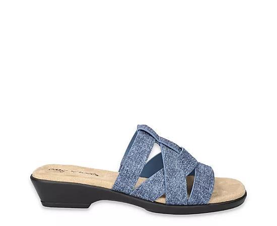 Easy Street Lakeport Women's Comfort Slide Sandals, Size: 9 Wide, Blue Product Image