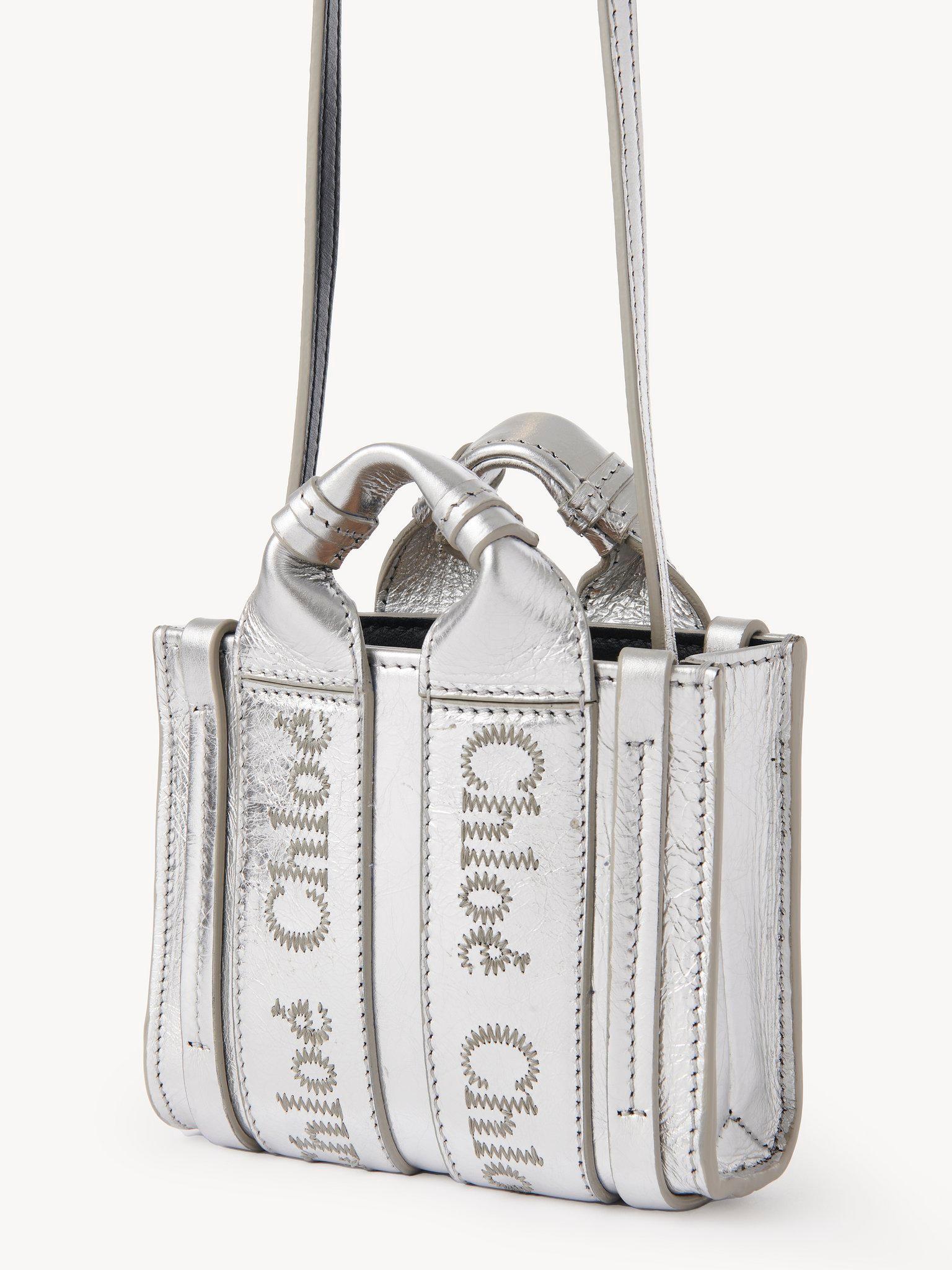 Nano Woody tote bag in metallized leather Product Image