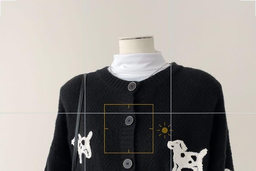 Round Neck Dog Print Cardigan Product Image