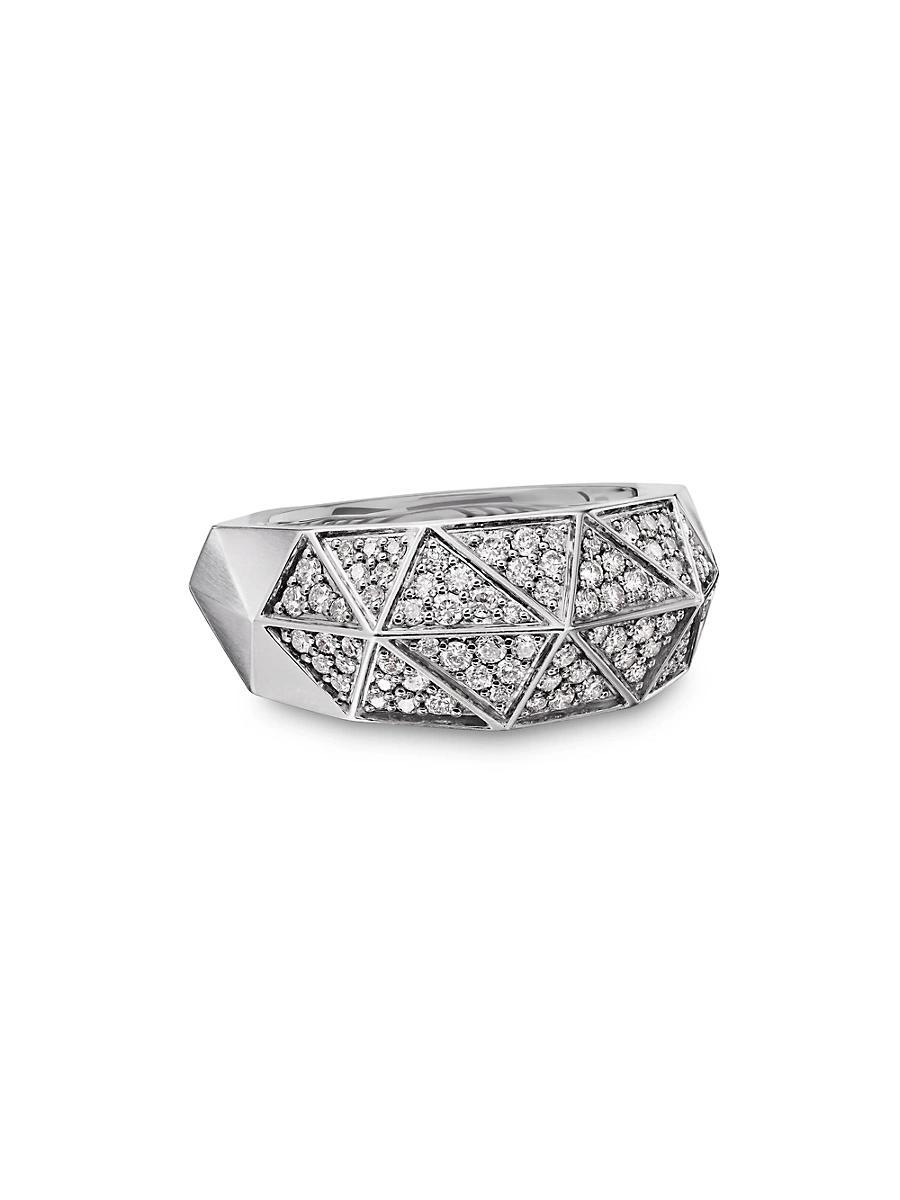David Yurman Mens Sterling Silver Faceted Diamond Pave Ring Product Image