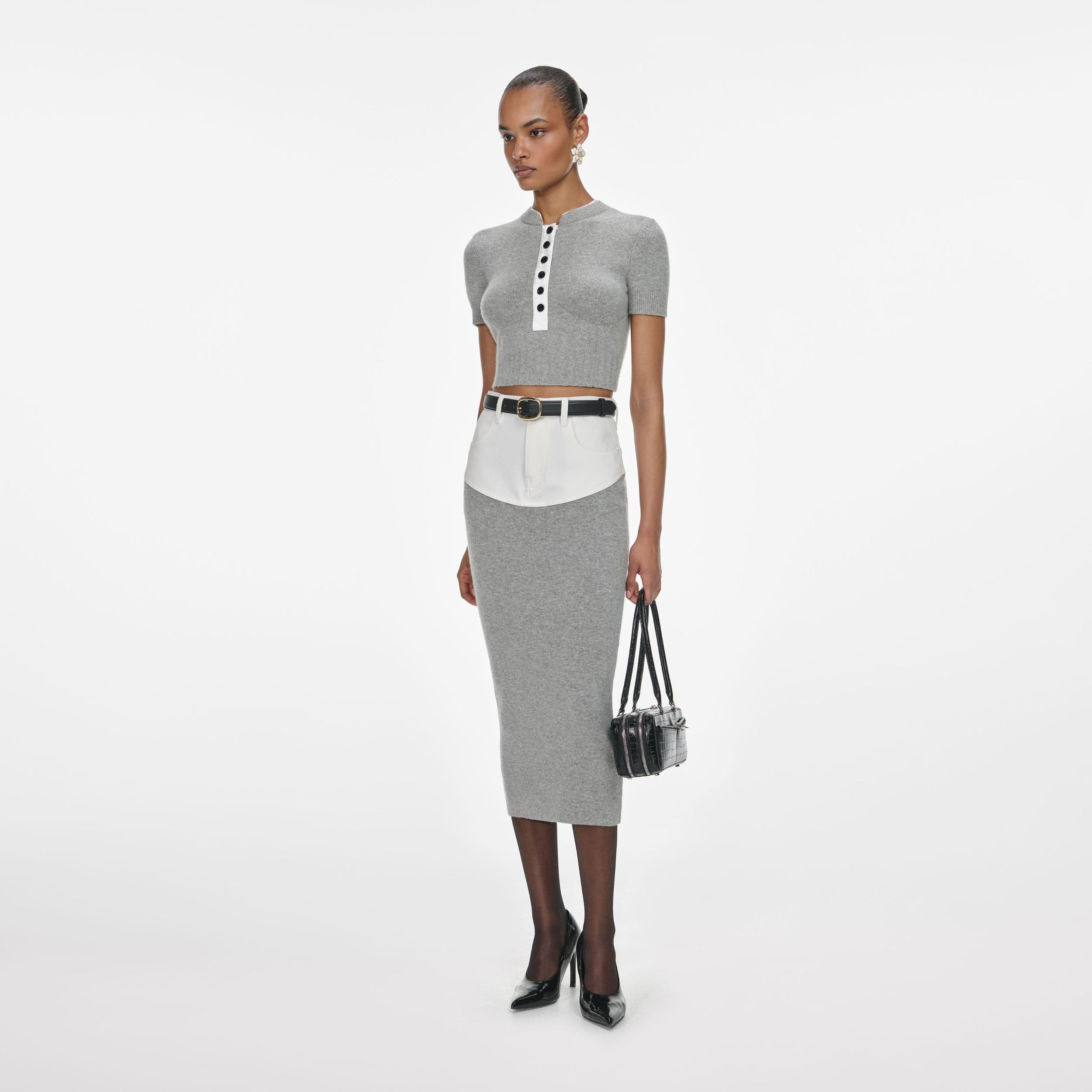 Grey Short Sleeve Knit Top Product Image