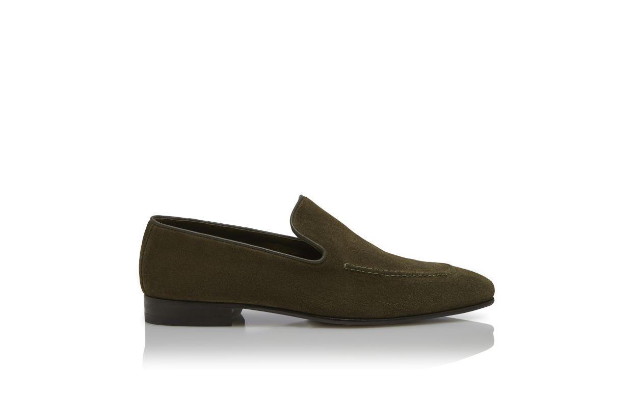 TRURO Dark Khaki Suede Loafers Product Image