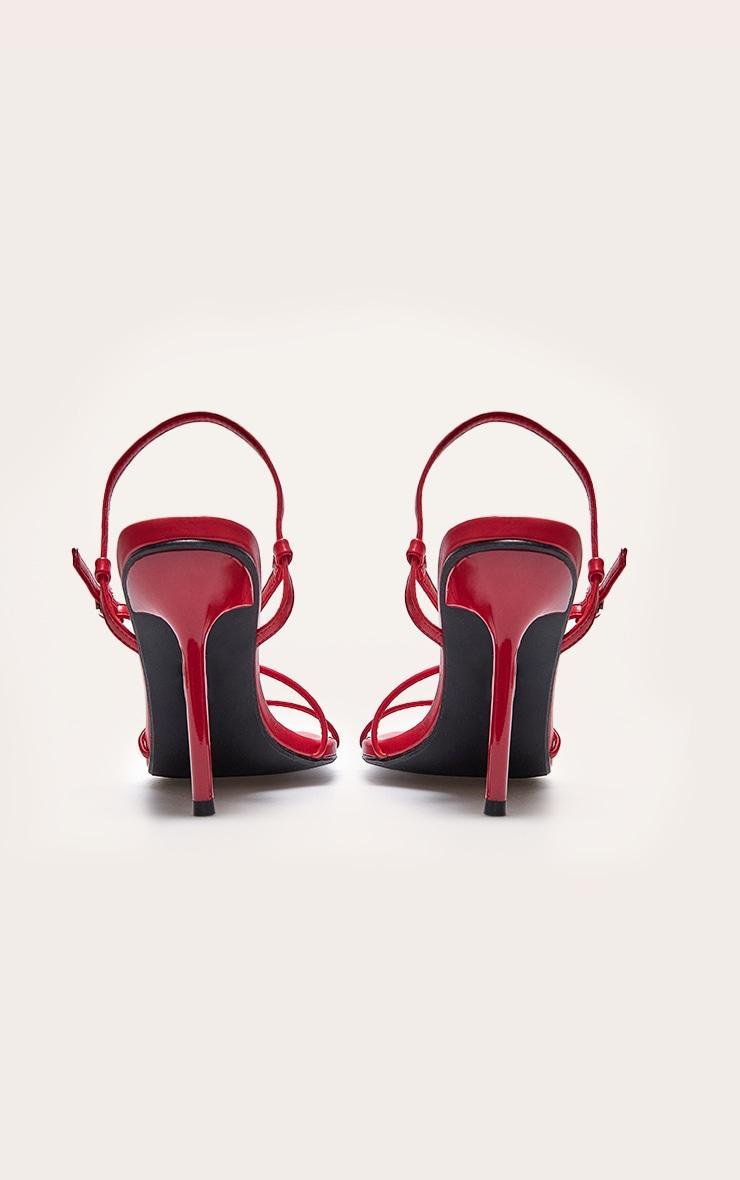 Red PU Point Toe Thin Strappy High Stiletto Heeled Sandals Product Image