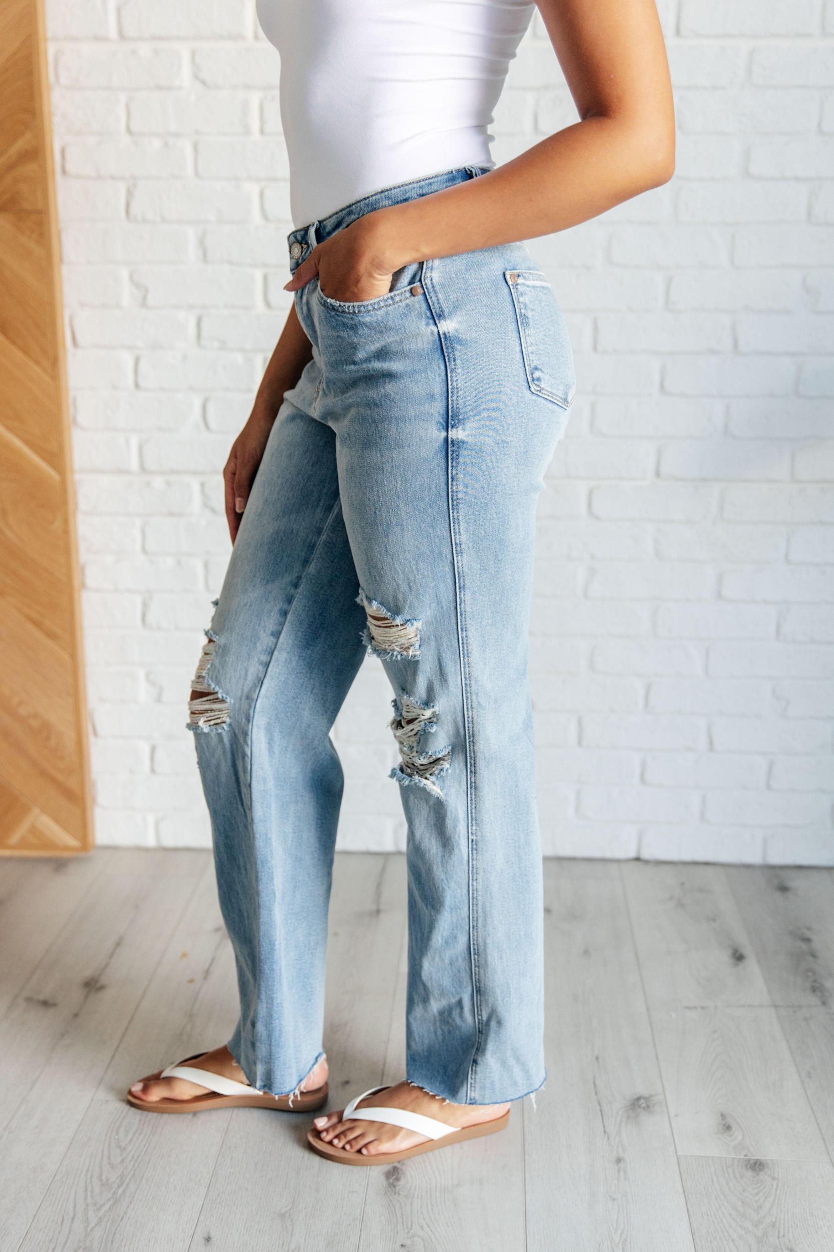 Selena High Rise Distressed 90's Straight Jeans in Bone (Online Exclusive) Female Product Image