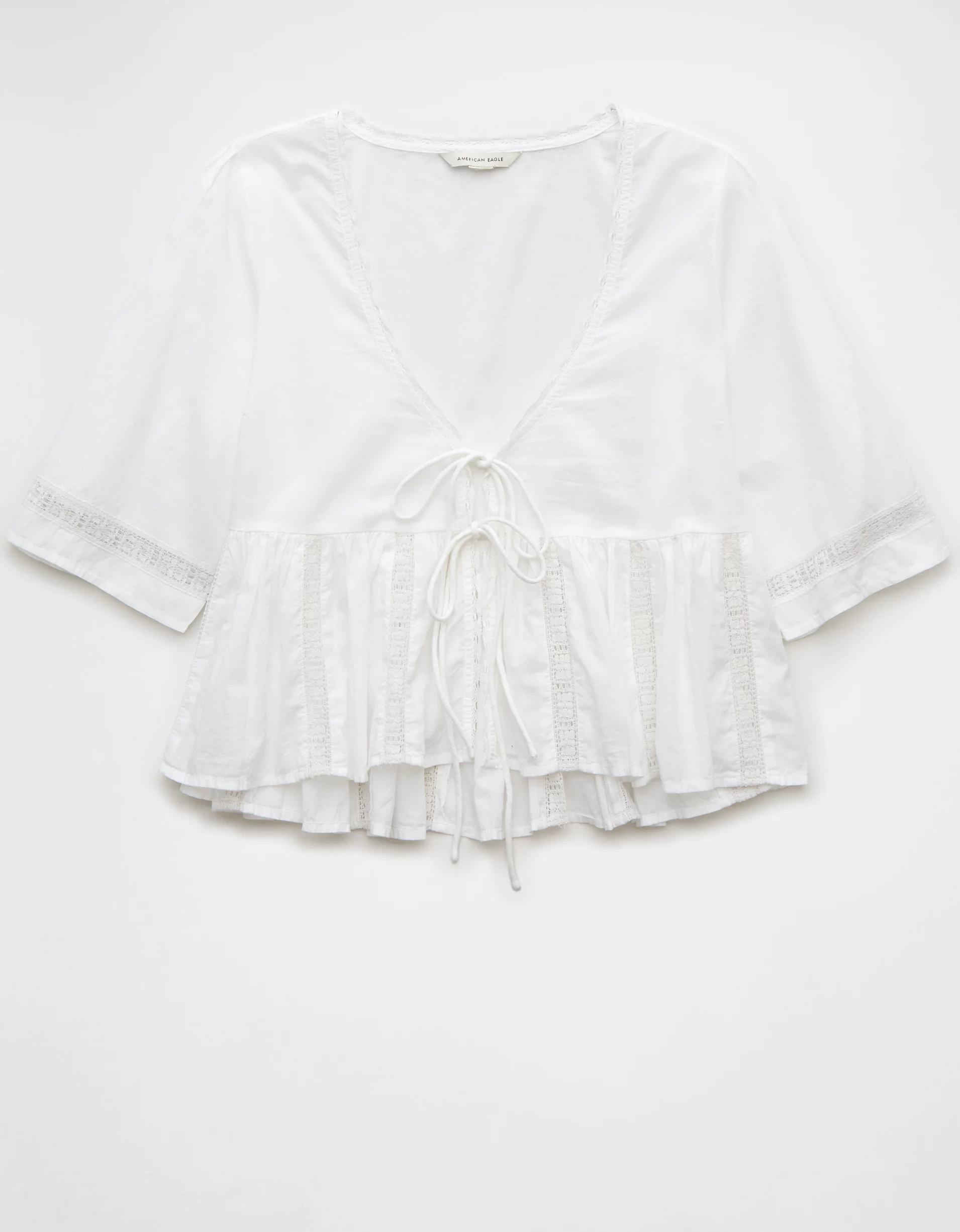 AE Tie Front Bell Flyaway Shirt Product Image