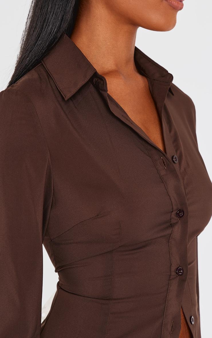Dark Chocolate Chiffon Fitted Shirt Product Image