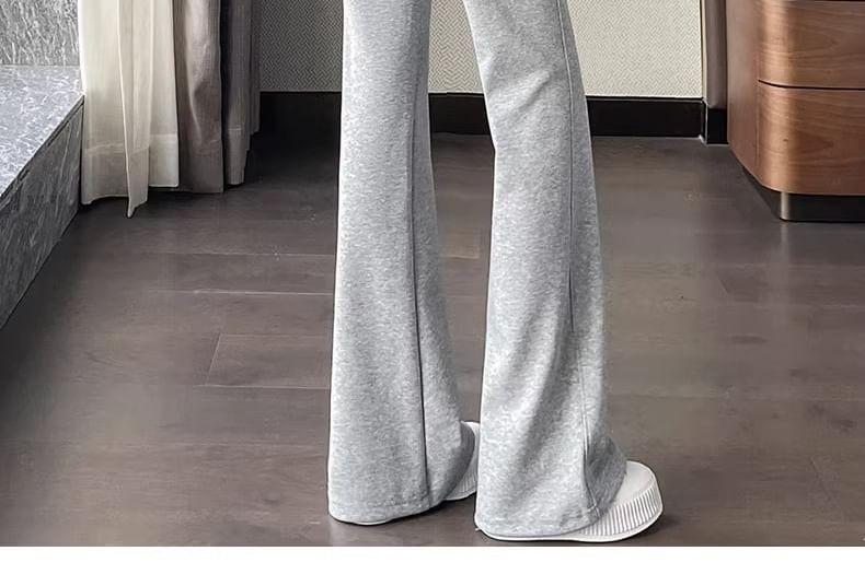 High Waist Plain Flared Sweatpants Product Image