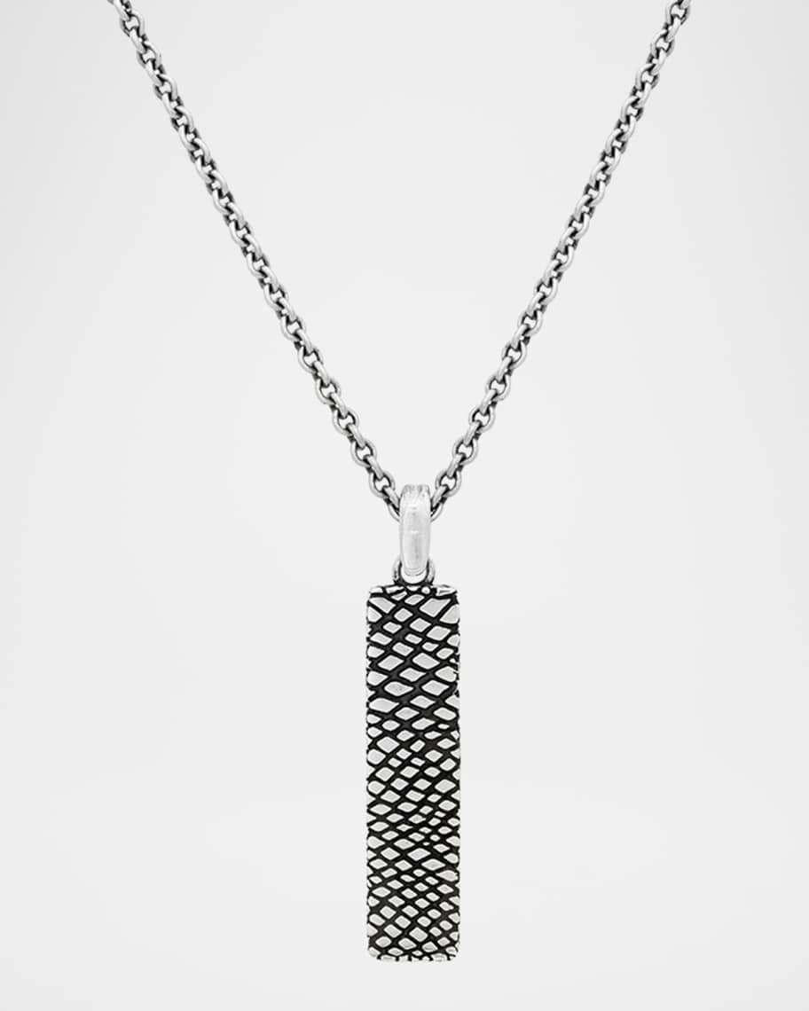 Mens Sterling Silver Snakeskin Rectangle Pendant Necklace, 24L Product Image