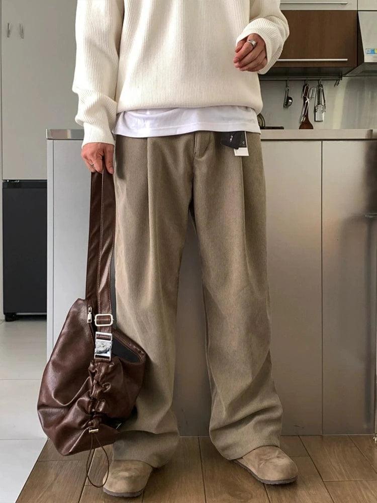 RT No. 12331 KHAKI BROWN PLEATED STRAIGHT PANTS Product Image