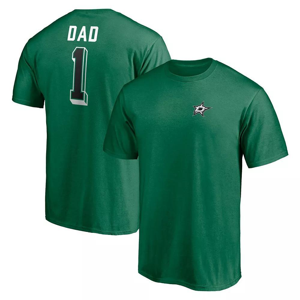 Men's Green Dallas Stars Number One Dad Logo T-Shirt, Size: XL, Str Green Product Image