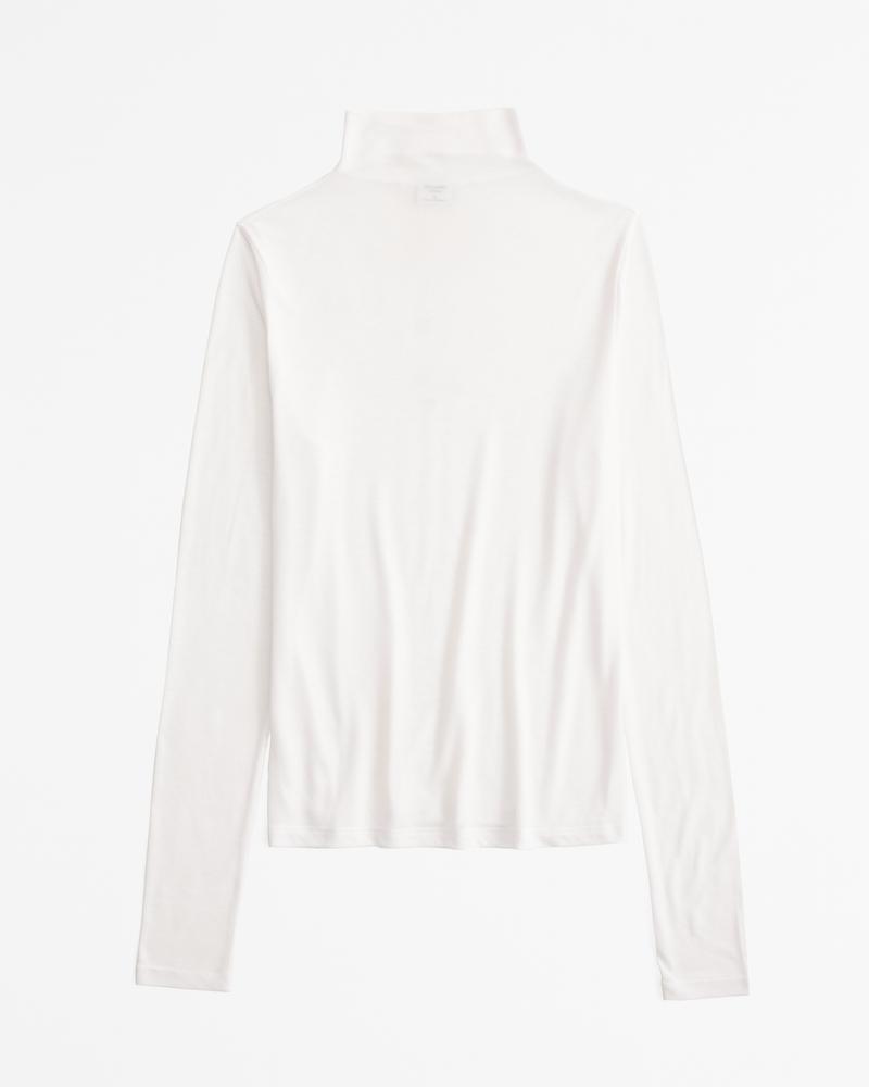 Long-Sleeve Grown-On Mockneck Top Product Image