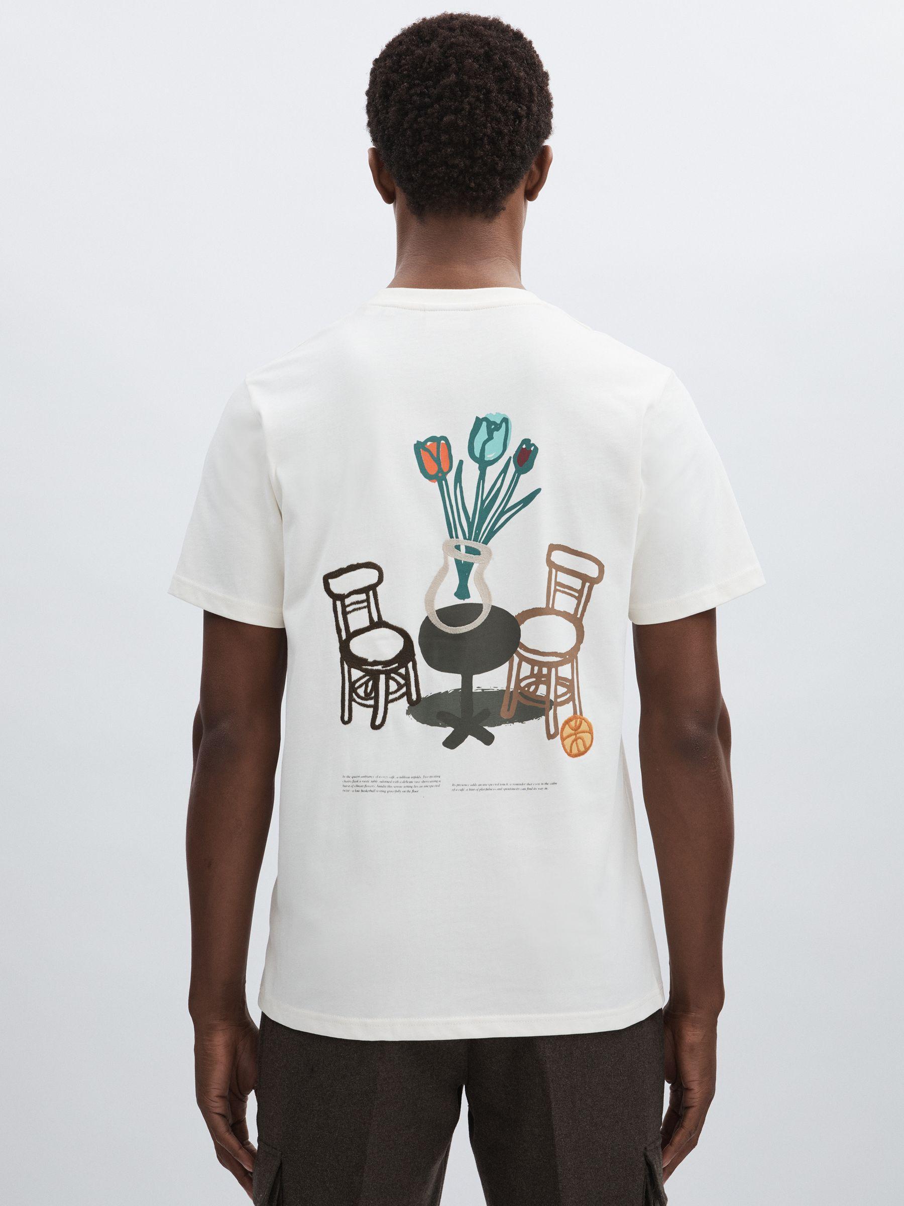 Les Deux 100% Cotton Café Print T-Shirt in Ivory Print Product Image