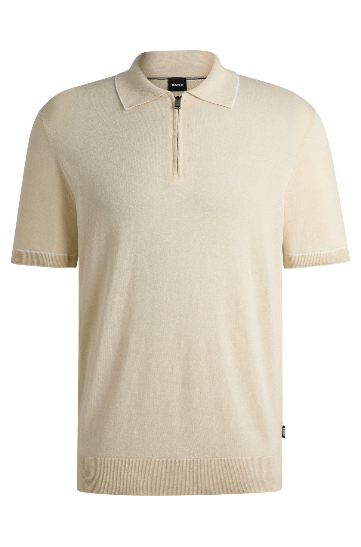 Linen-blend sweater with zip placket Product Image