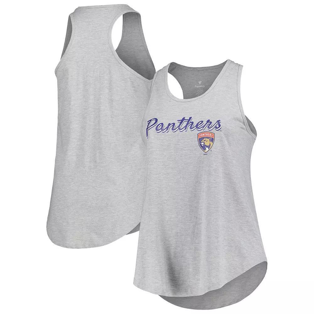 Women's Fanatics Branded Heather Gray Florida Panthers Plus Size Racerback Tank Top, Size: 2XL, Pnt Grey Product Image