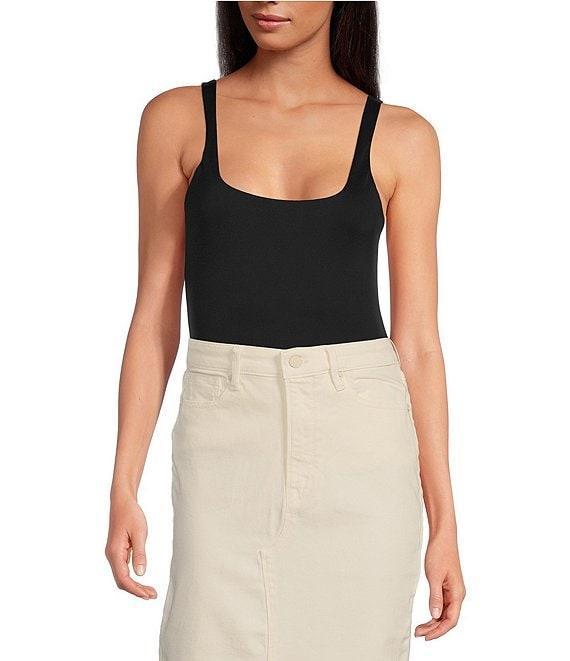 Good American Scuba Knit Modern Square Neck Sleeveless Wide Strap Tank Bodysuit Product Image