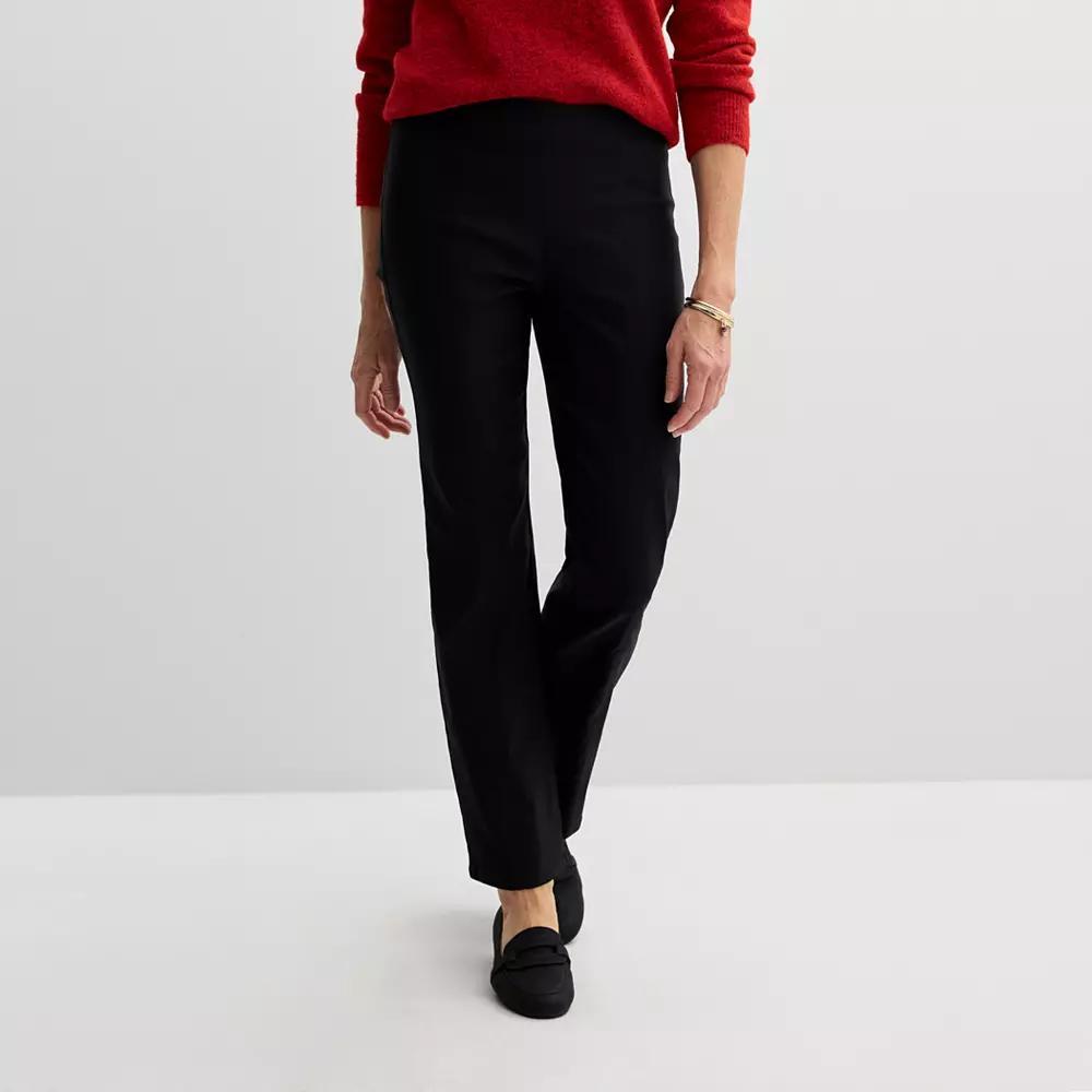 Women's Croft & Barrow® Seamed Straight Leg Pull-On Pants, Size: 6, Mineral Black Product Image