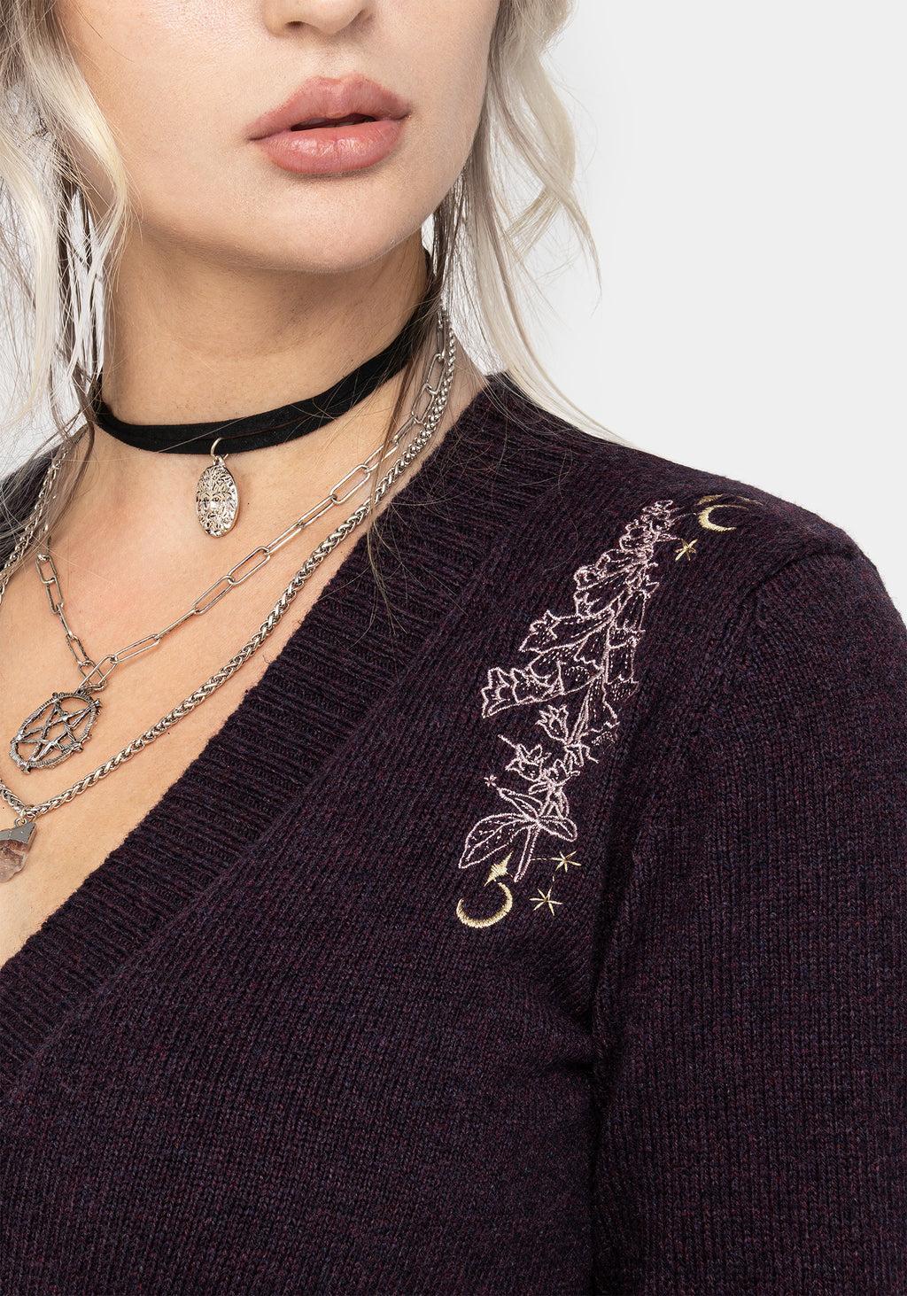 Foxglove Embroidered Knit Cardigan Product Image