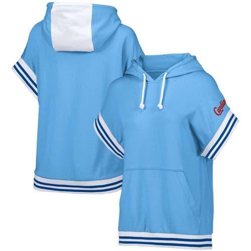 Women's Lusso Style  Light Blue Atlanta Braves Mabel Tri-Blend Short Sleeve Pullover Hoodie, Size: XL Product Image